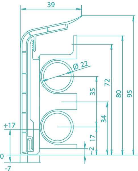 Heizrohrverkleidung 90 mm eiche hell